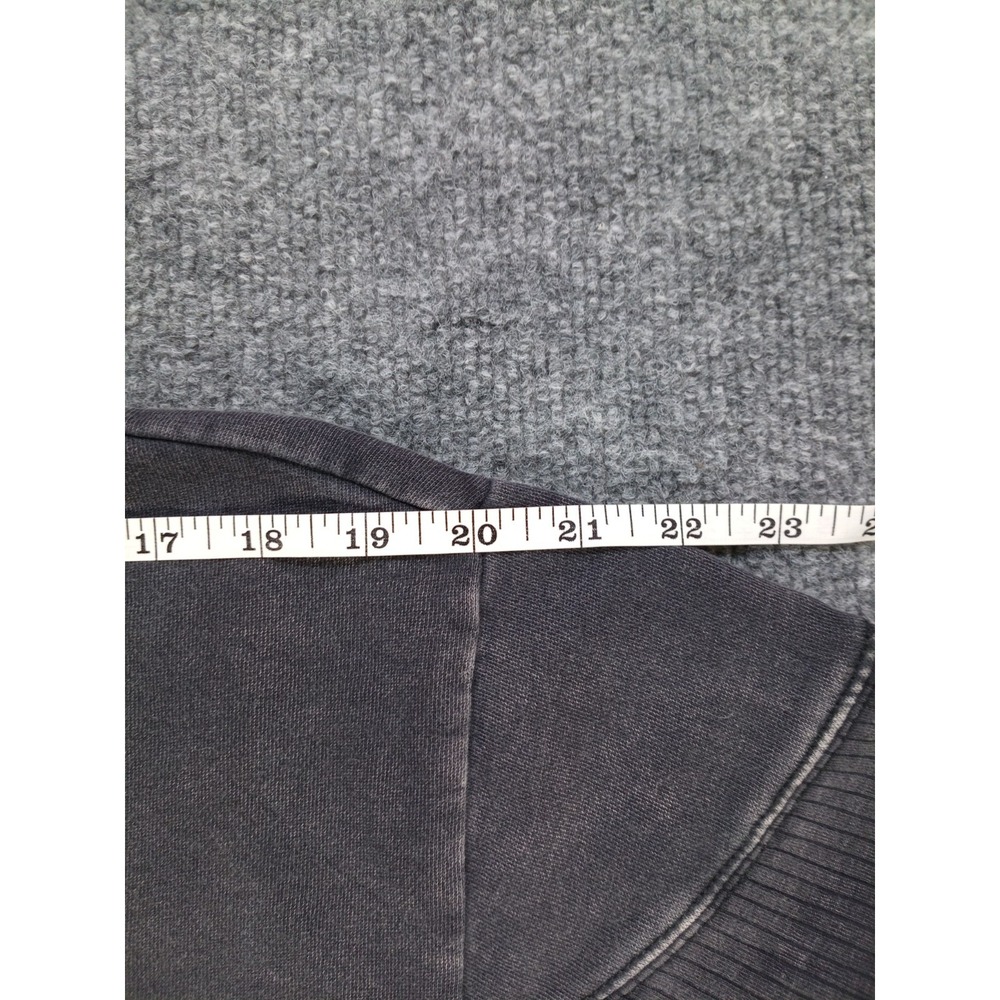 Vans Mens Large Quarter Zip Pullover Sweatshirt Black Gray Washed Fleece Logo - Picture 3 of 6